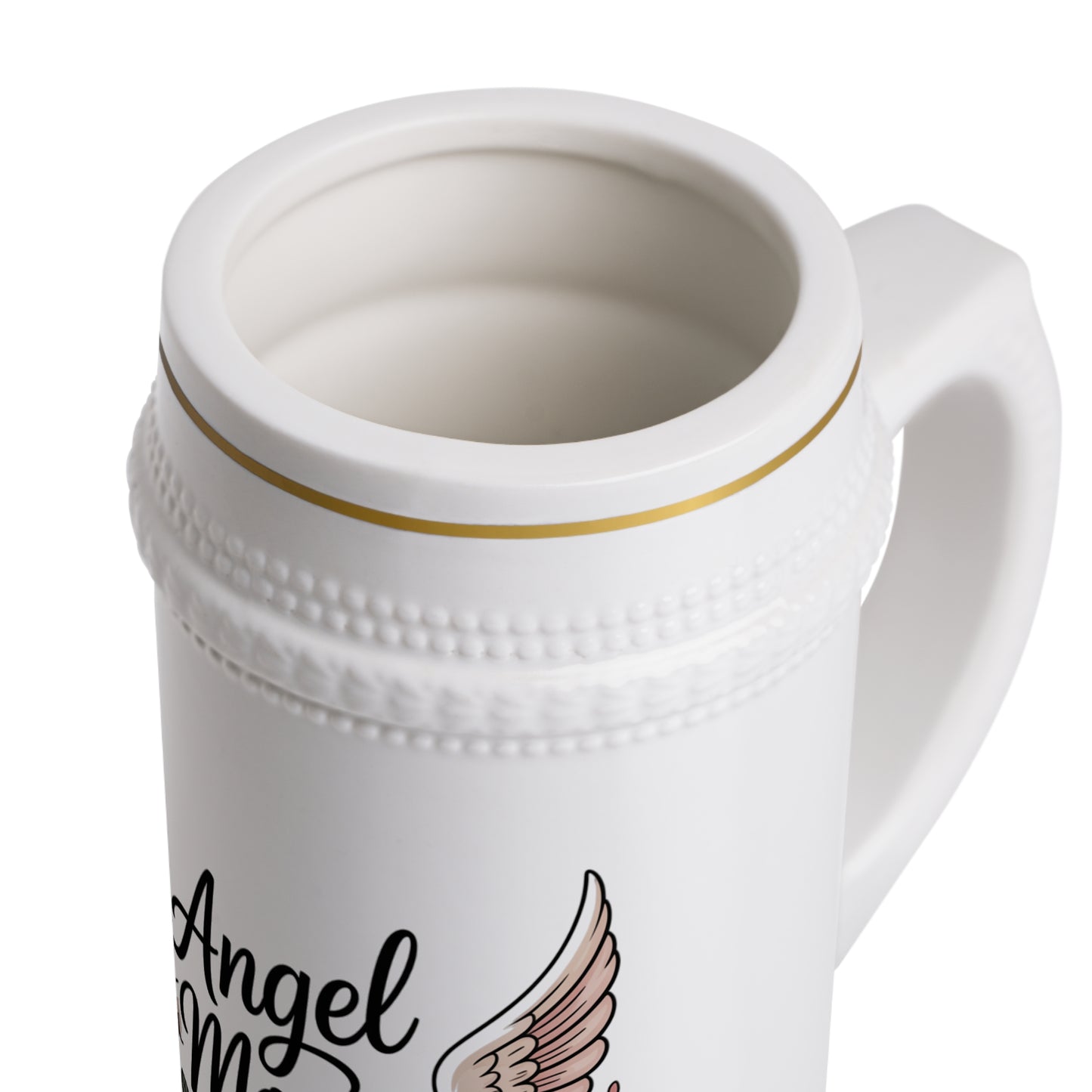 Beer Stein Mug For Angel Moms - Stitched For You Embroidery Co.