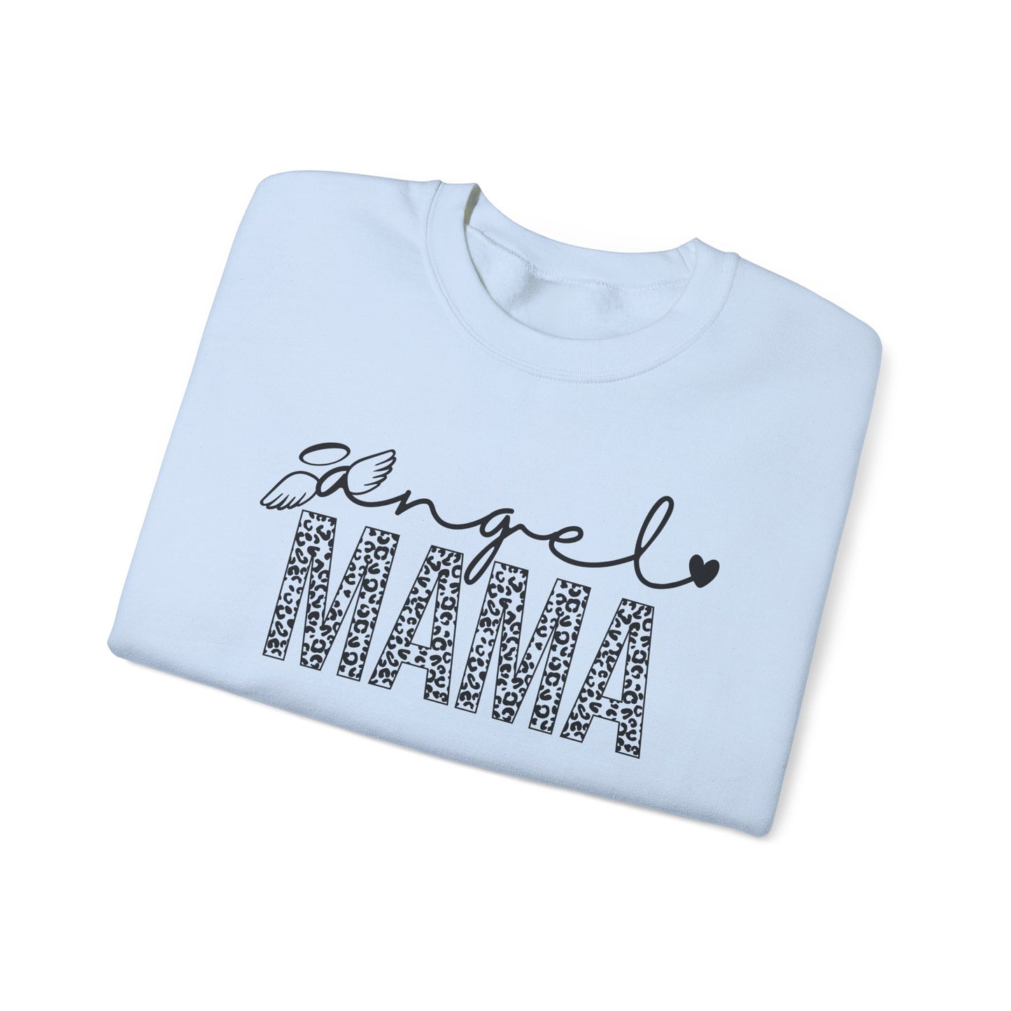 angel mom sweatshirt | Angel Mama Heart & Leopard Crewneck Design