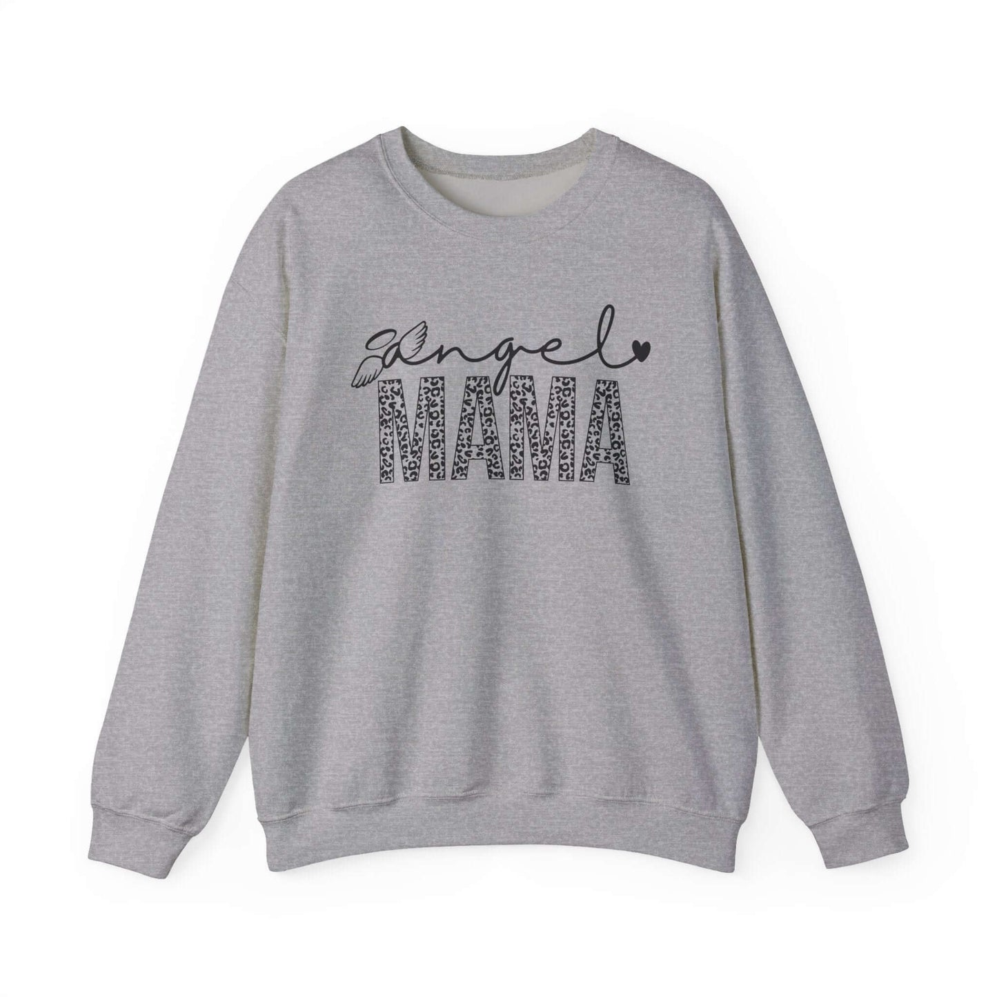 angel mom sweatshirt | Angel Mama Heart & Leopard Crewneck Design