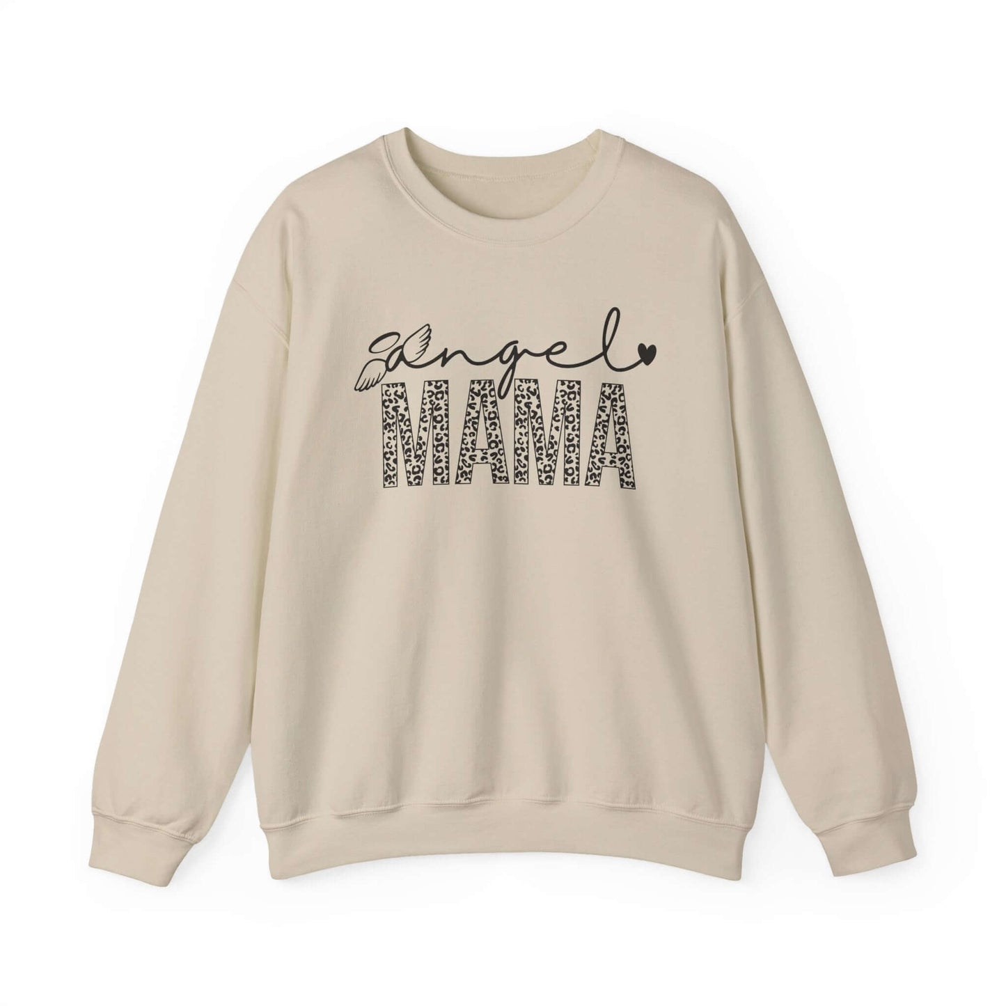 angel mom sweatshirt | Angel Mama Heart & Leopard Crewneck Design