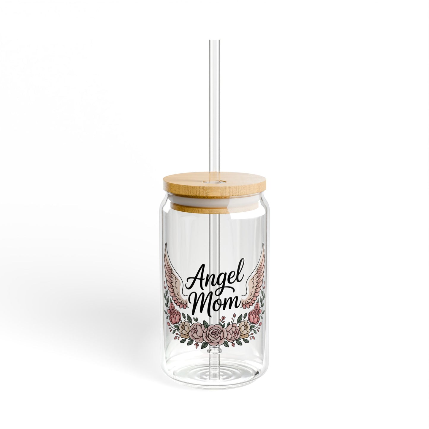Glassware Sipper Cup For Angel Moms - Stitched For You Embroidery Co.