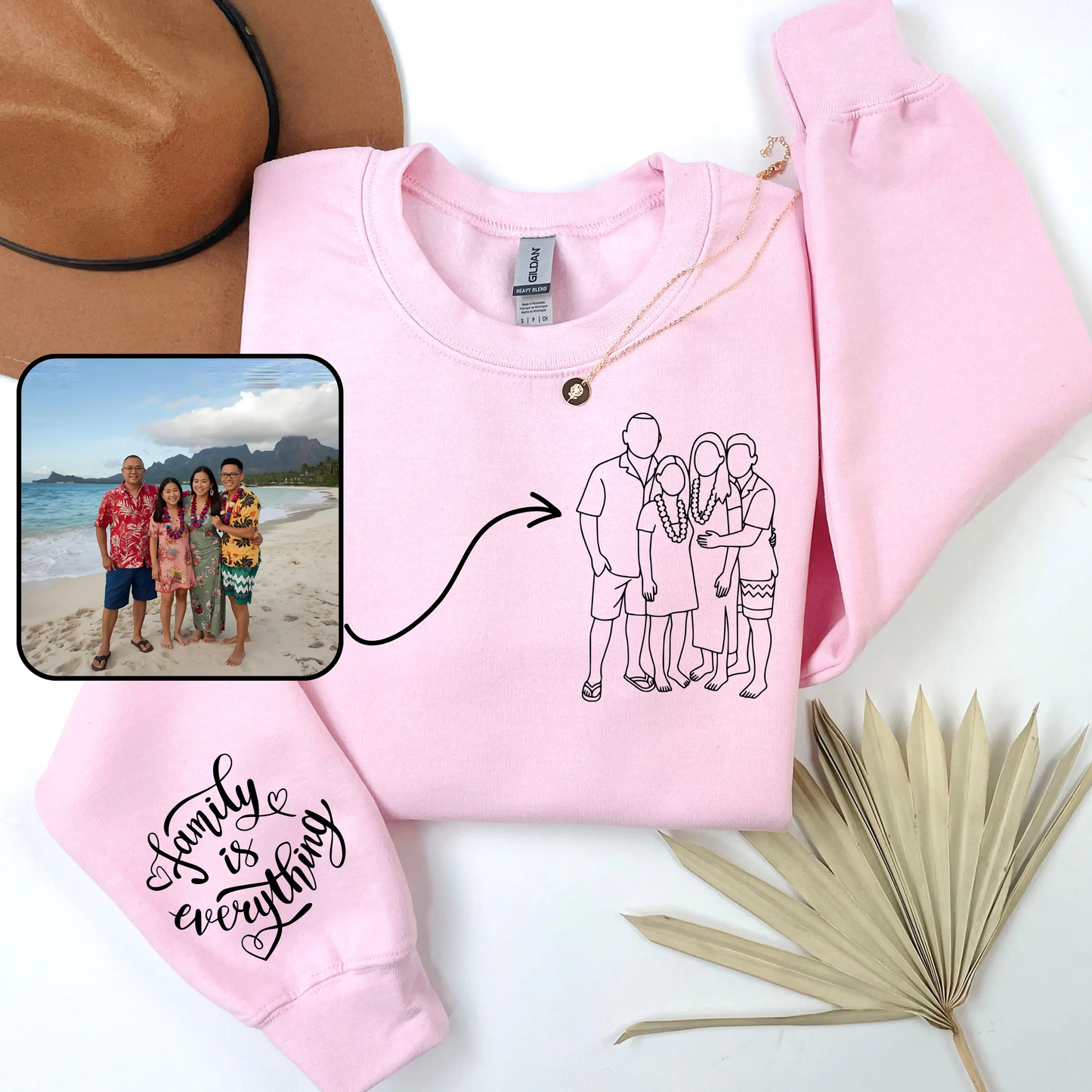 Embroidered Crewneck Mom Sweatshirts with Portrait Design Printify