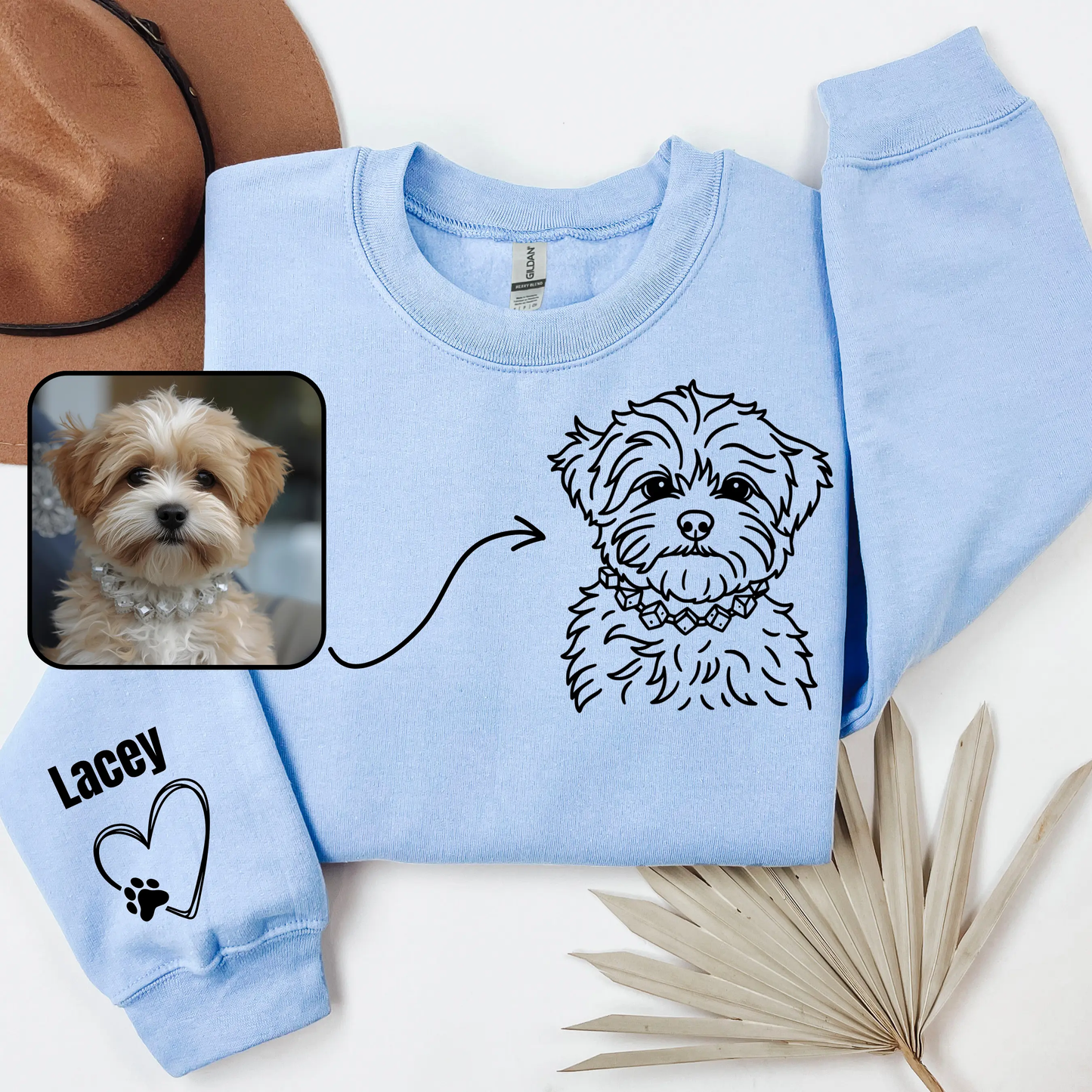 Embroidered Crewneck Mom Sweatshirts with Portrait Design Printify