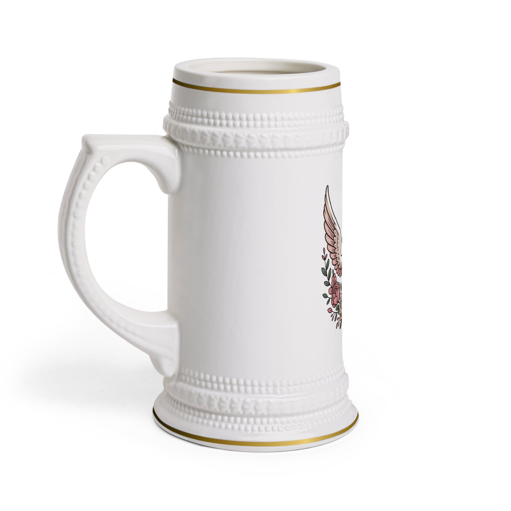 Beer Stein Mug For Angel Moms - Stitched For You Embroidery Co.
