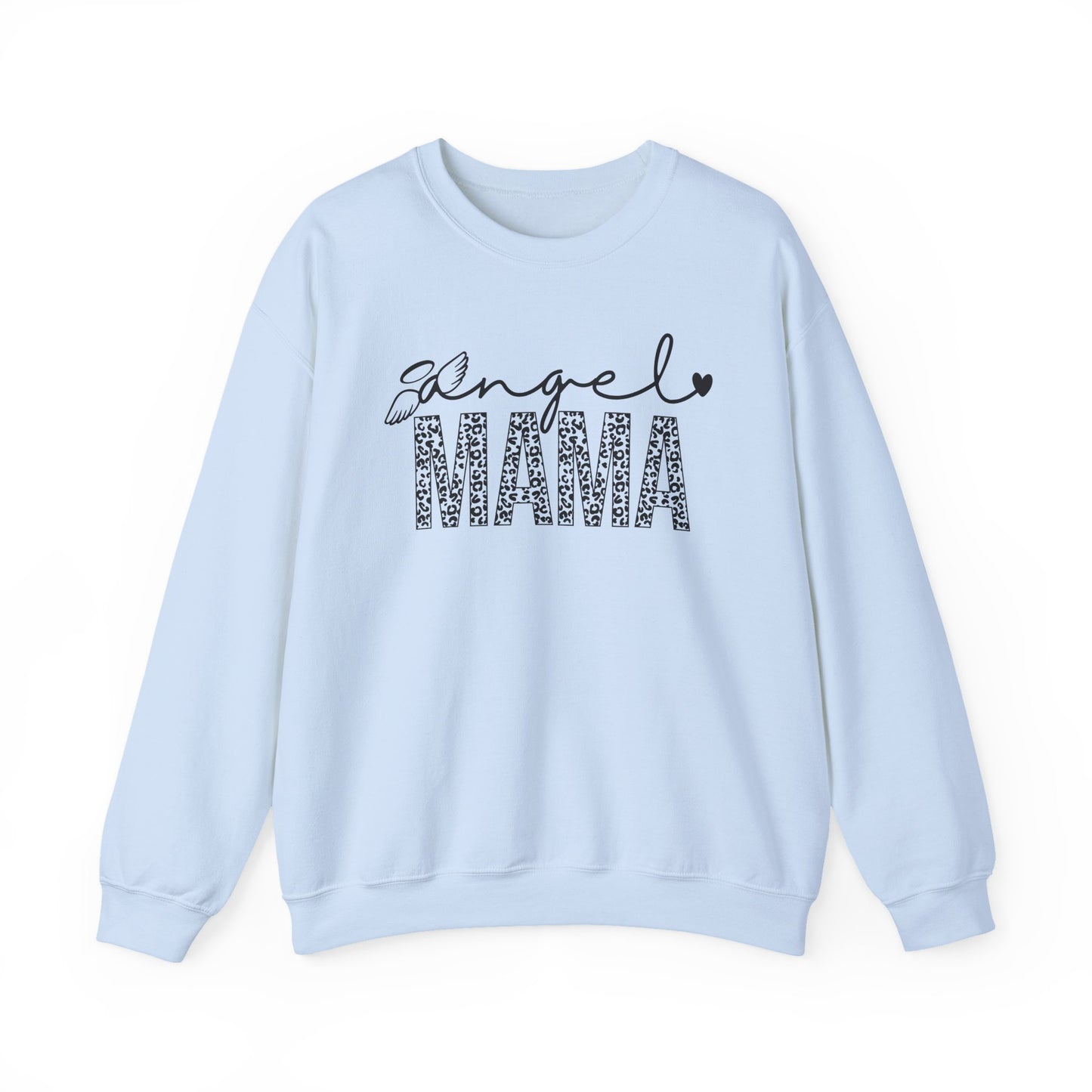 angel mom sweatshirt | Angel Mama Heart & Leopard Crewneck Design