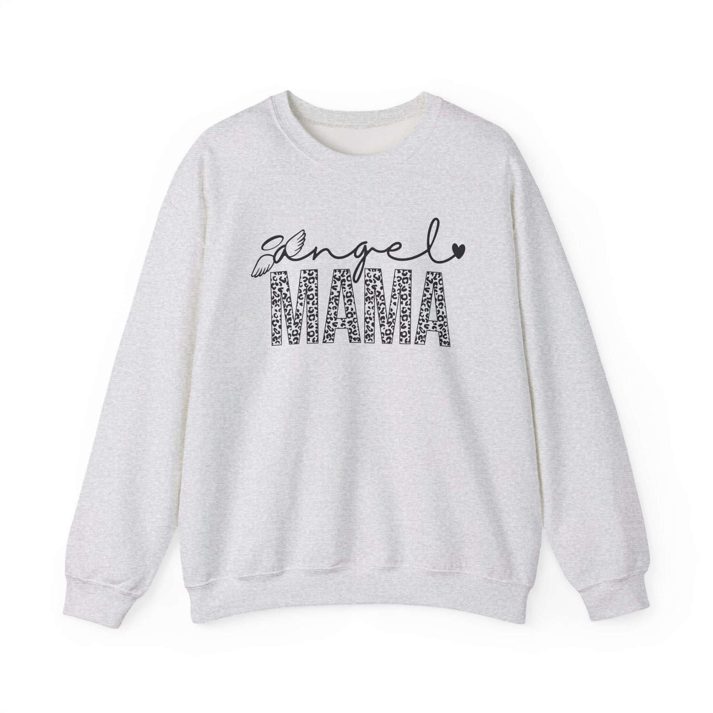 angel mom sweatshirt | Angel Mama Heart & Leopard Crewneck Design