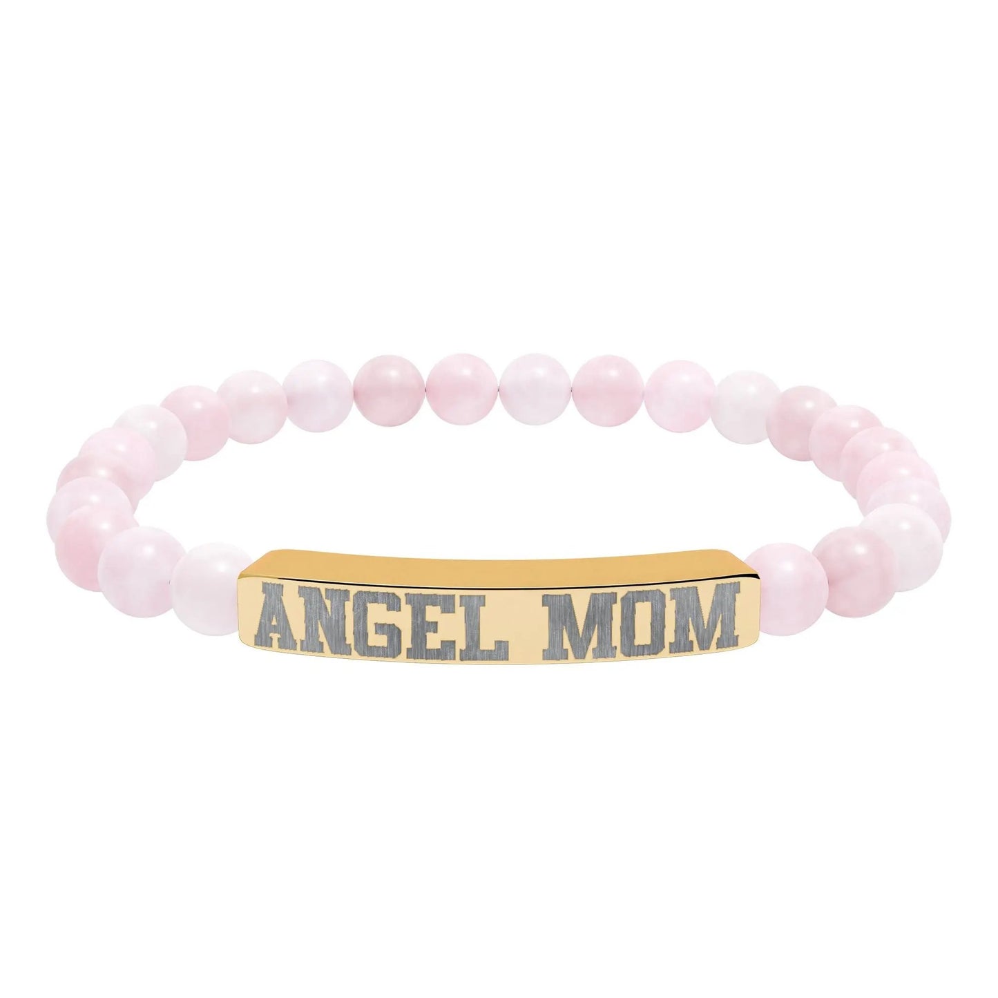 Angel Mom Natural Stone Stretch Bar Bracelet - Stitched For You Embroidery Co.
