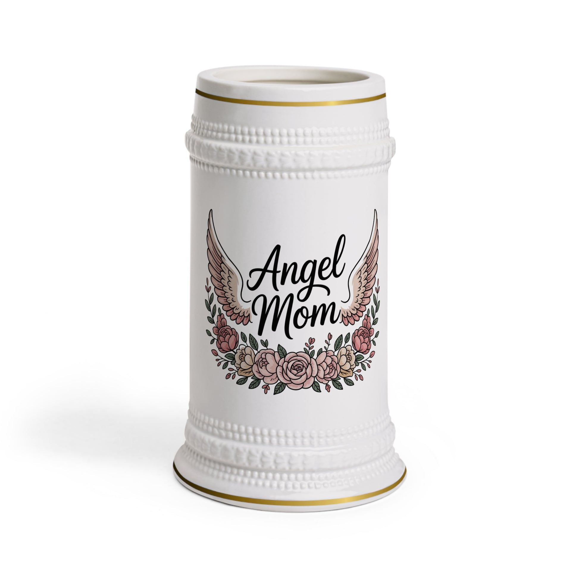 Beer Stein Mug For Angel Moms - Stitched For You Embroidery Co.