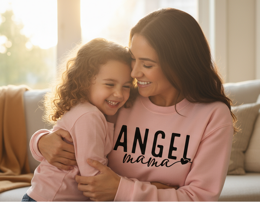 Angel Mama Pink - Mom Daughter Hug Square