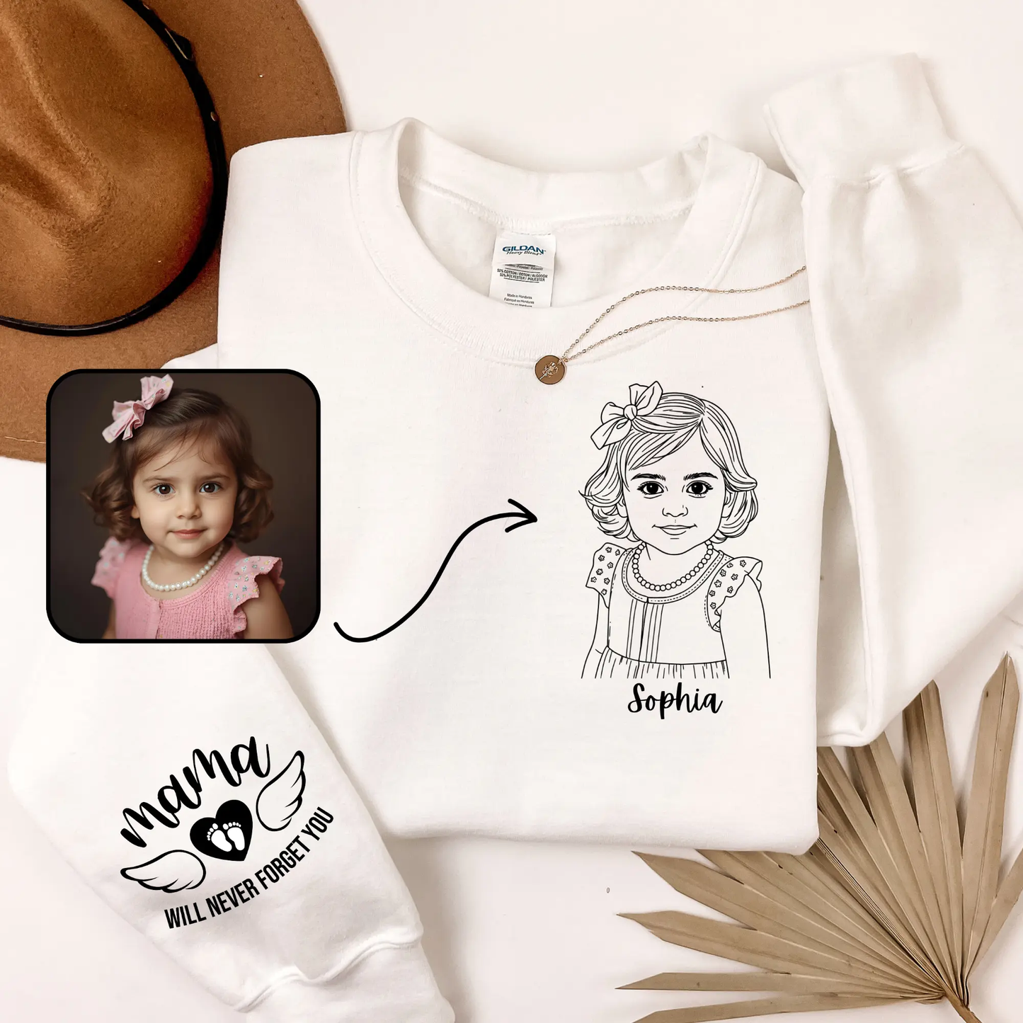 Embroidered Crewneck for Angel Moms Printify