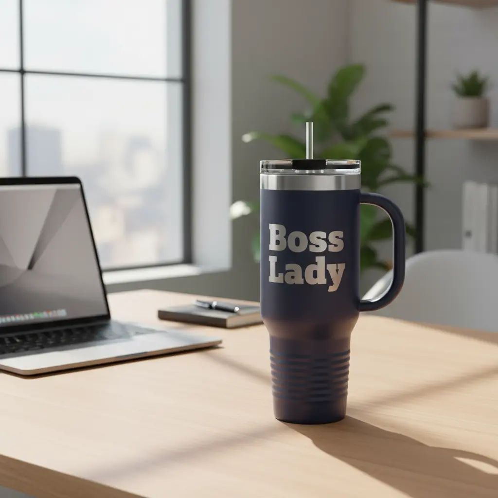 Boss Lady mug at desk