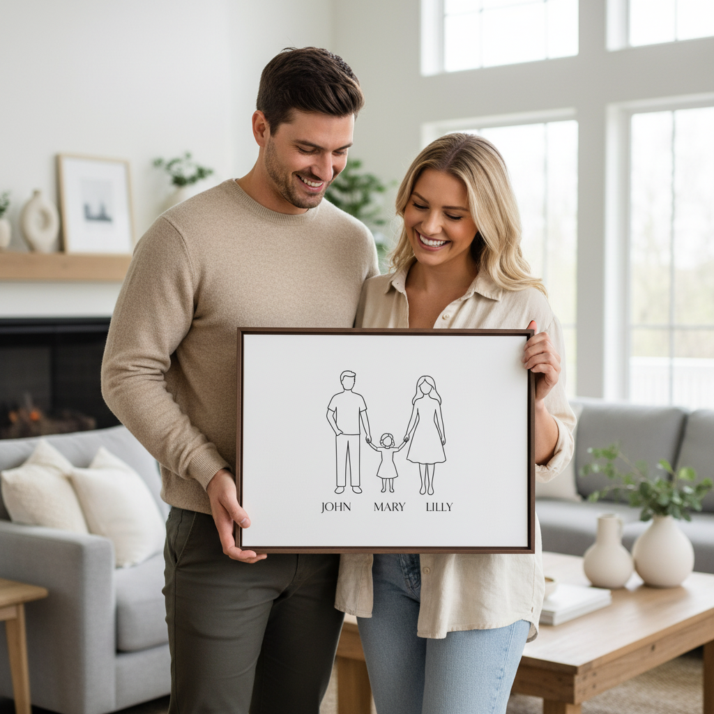 Couple holding canvas together