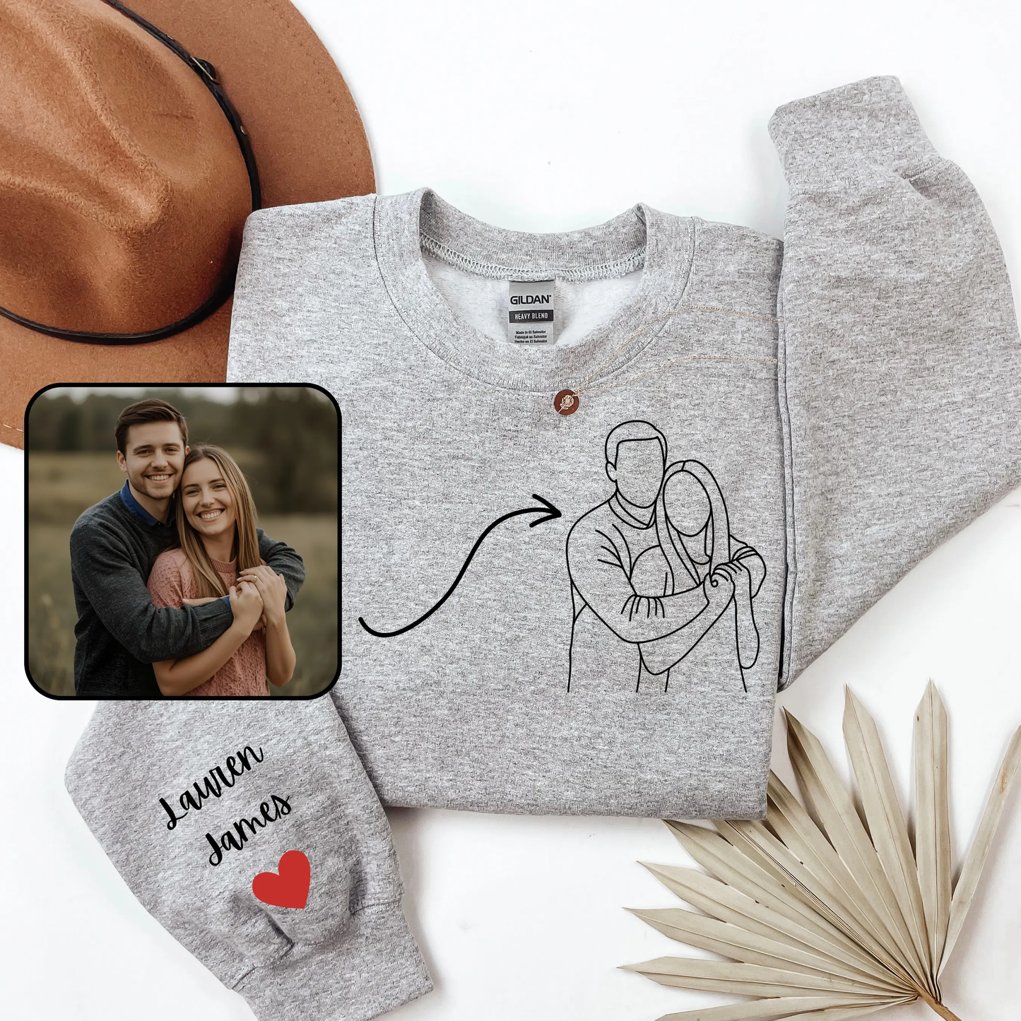 Embroidered Crewneck Mom Sweatshirts with Portrait Design Printify