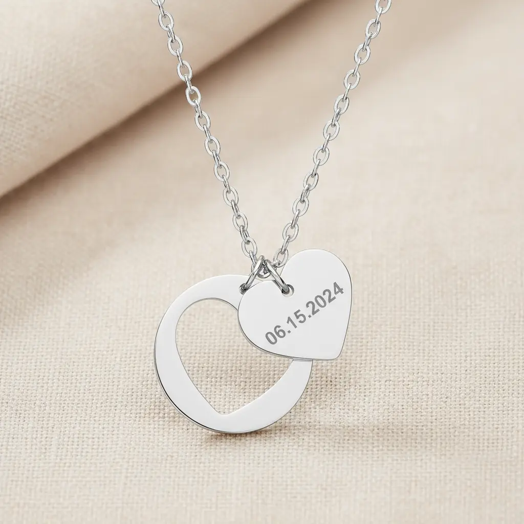Date Heart Necklace with Background