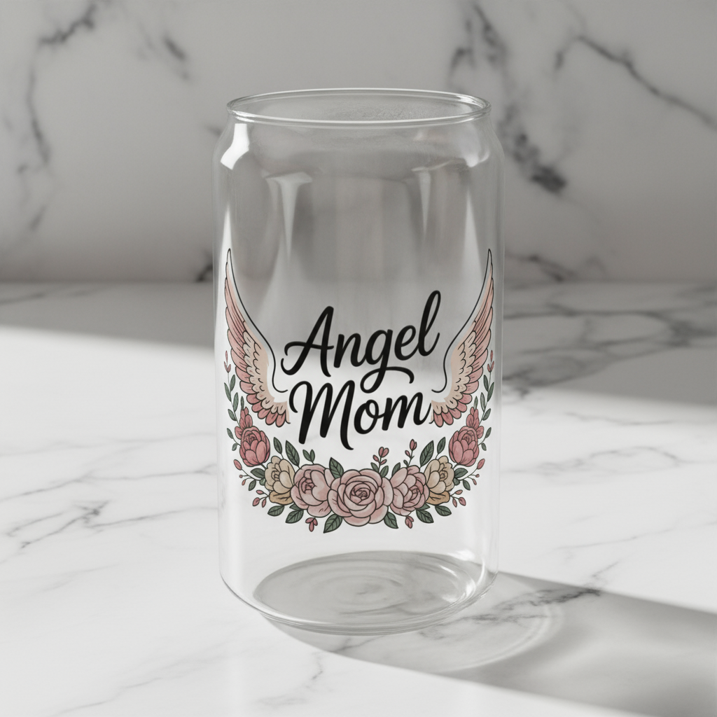 Glassware Sipper Cup For Angel Moms - Stitched For You Embroidery Co.