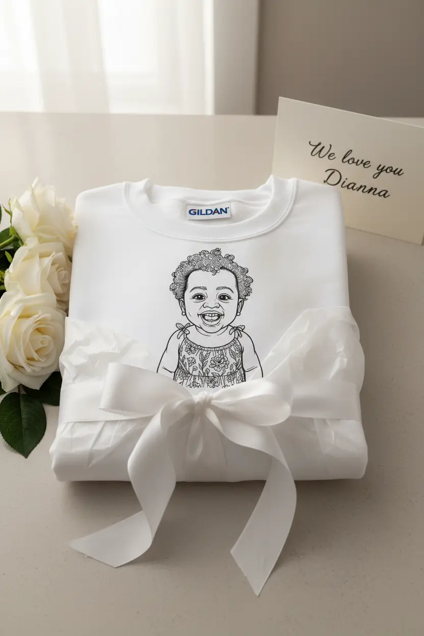 Gift presentation with visible Gildan tag