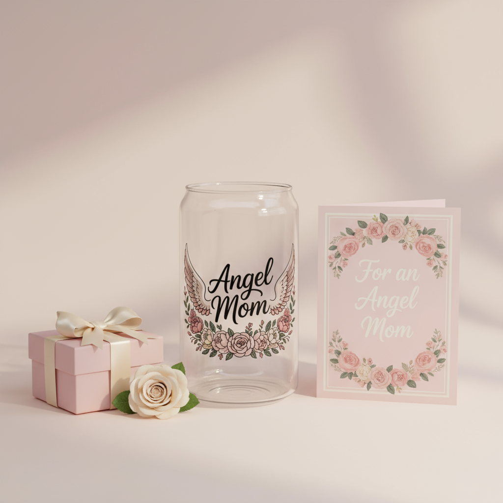 Glassware Sipper Cup For Angel Moms - Stitched For You Embroidery Co.