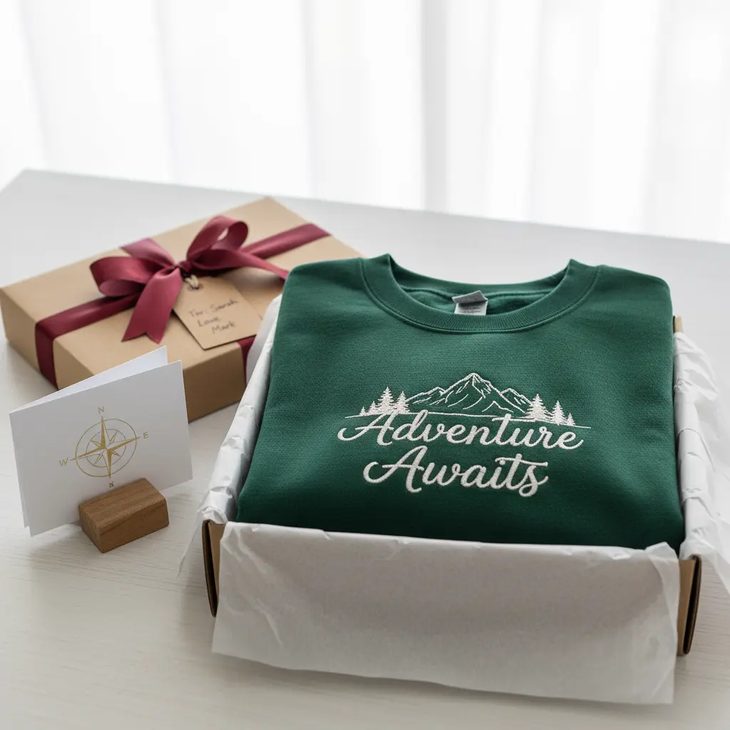 High-quality gift presentation with readable custom embroidery