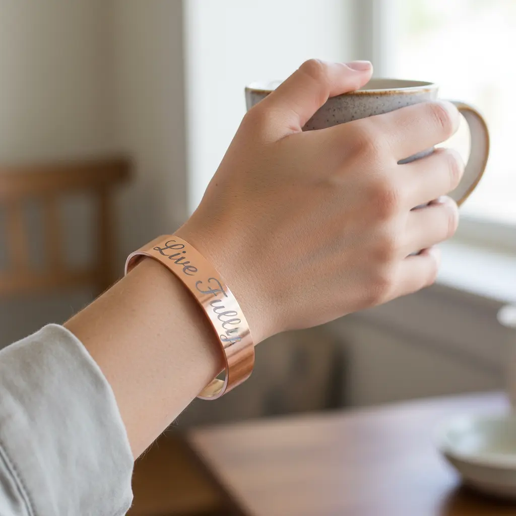 Live Fully Cuff Bracelet Close-Up
