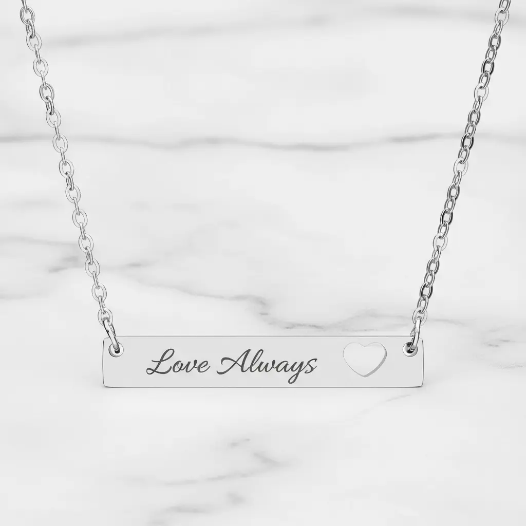 Love Always Heart Bar Necklace