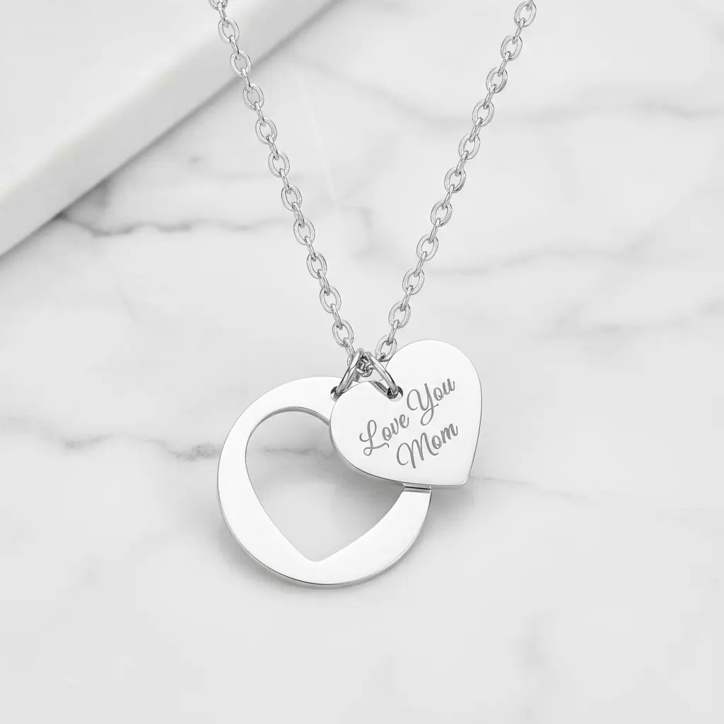 Love You Mom Heart Necklace