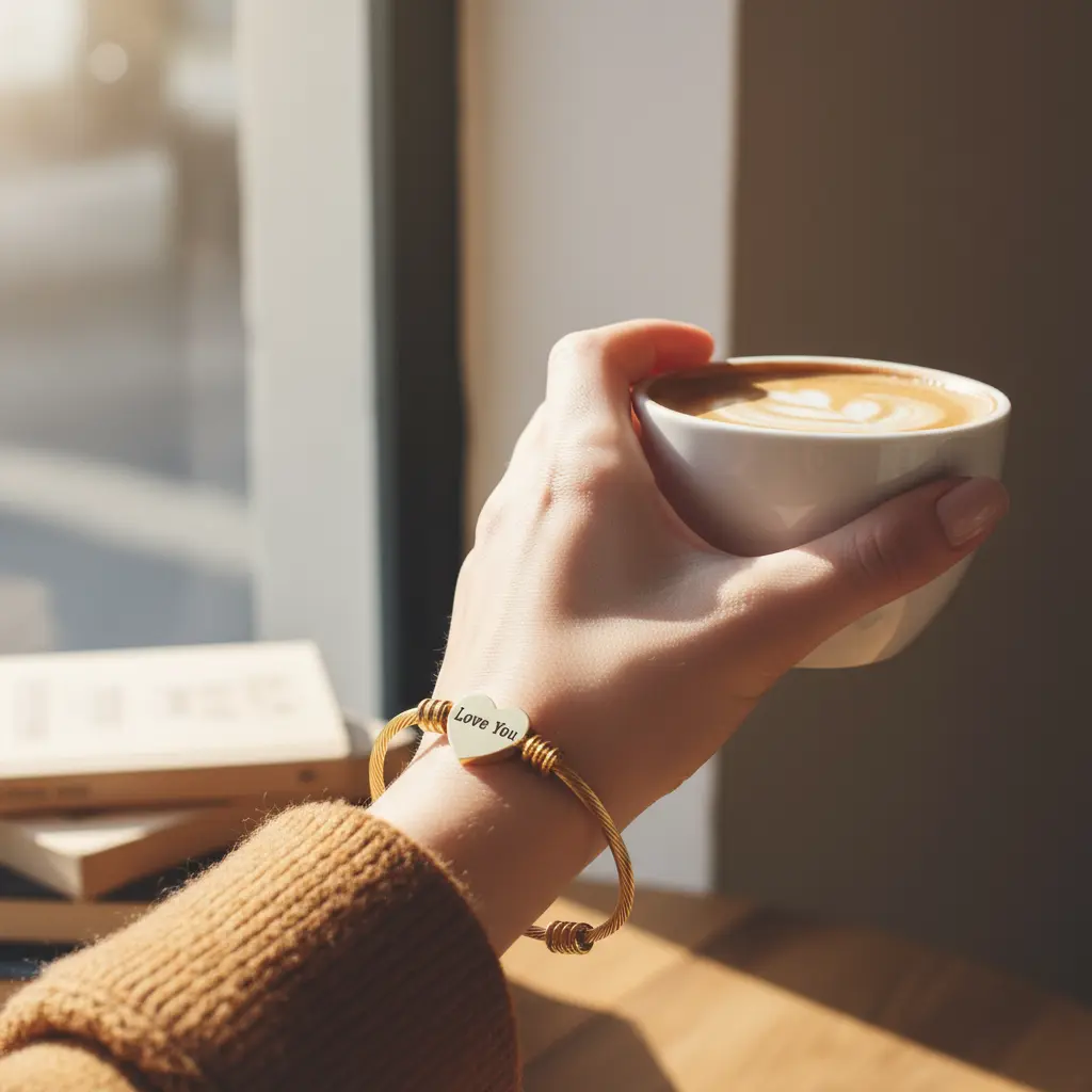 Love You visible engraving with coffee