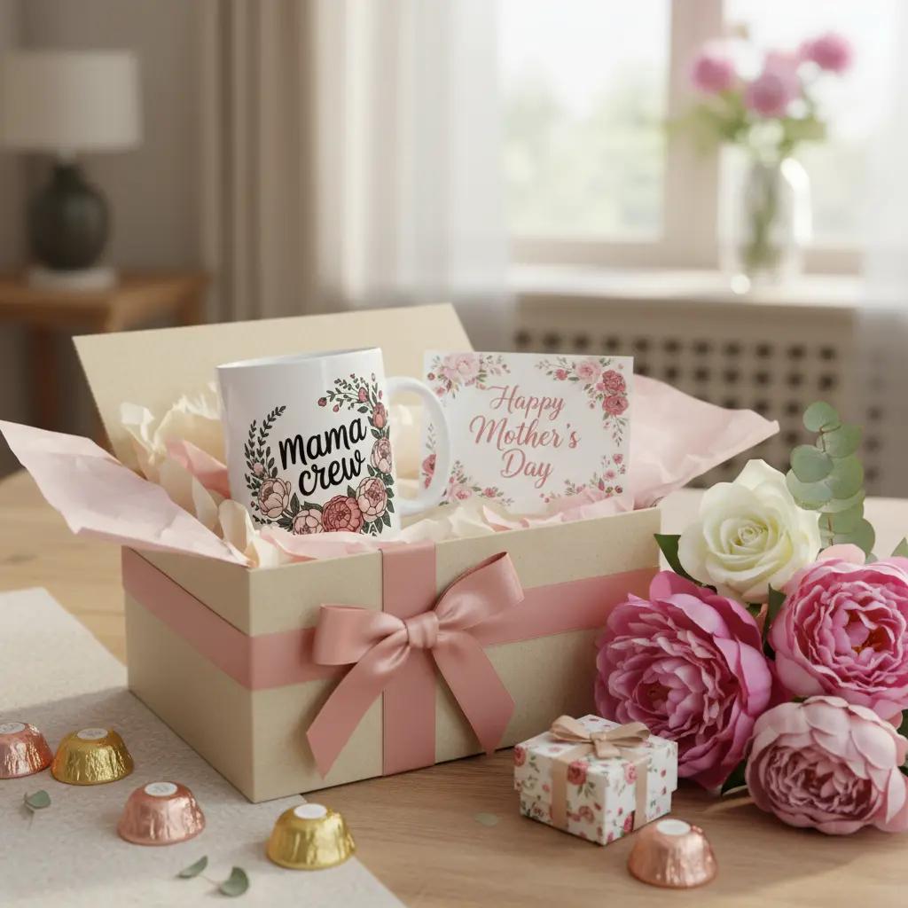 Mama Crew mug beautifully wrapped as gift