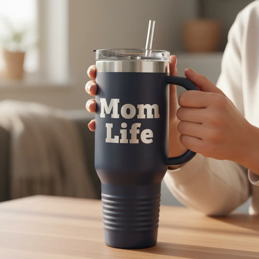 Mom Life mug close-up