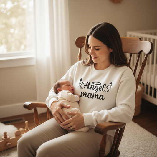 Mother with newborn in rocking chair
