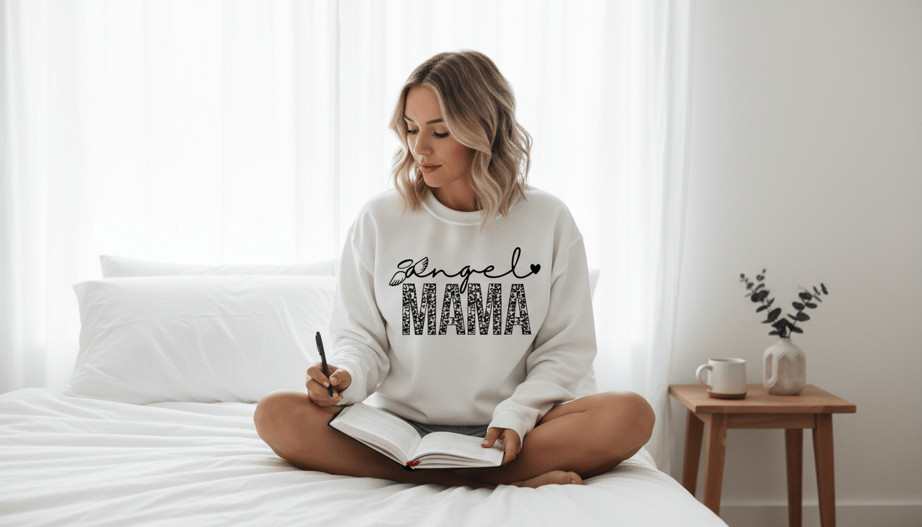 Peaceful bedroom journaling moment