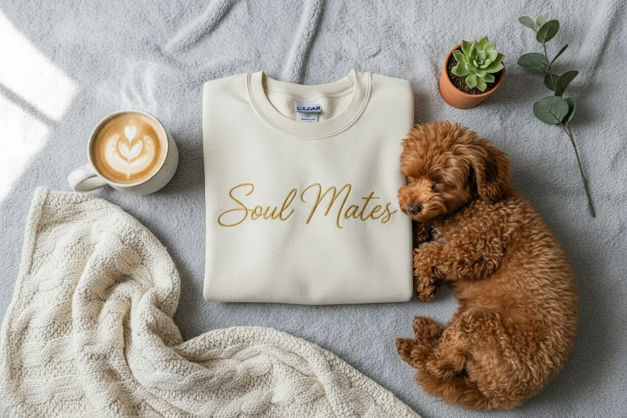 Personalized Soul Mates Sweatshirt with Brown Poodle