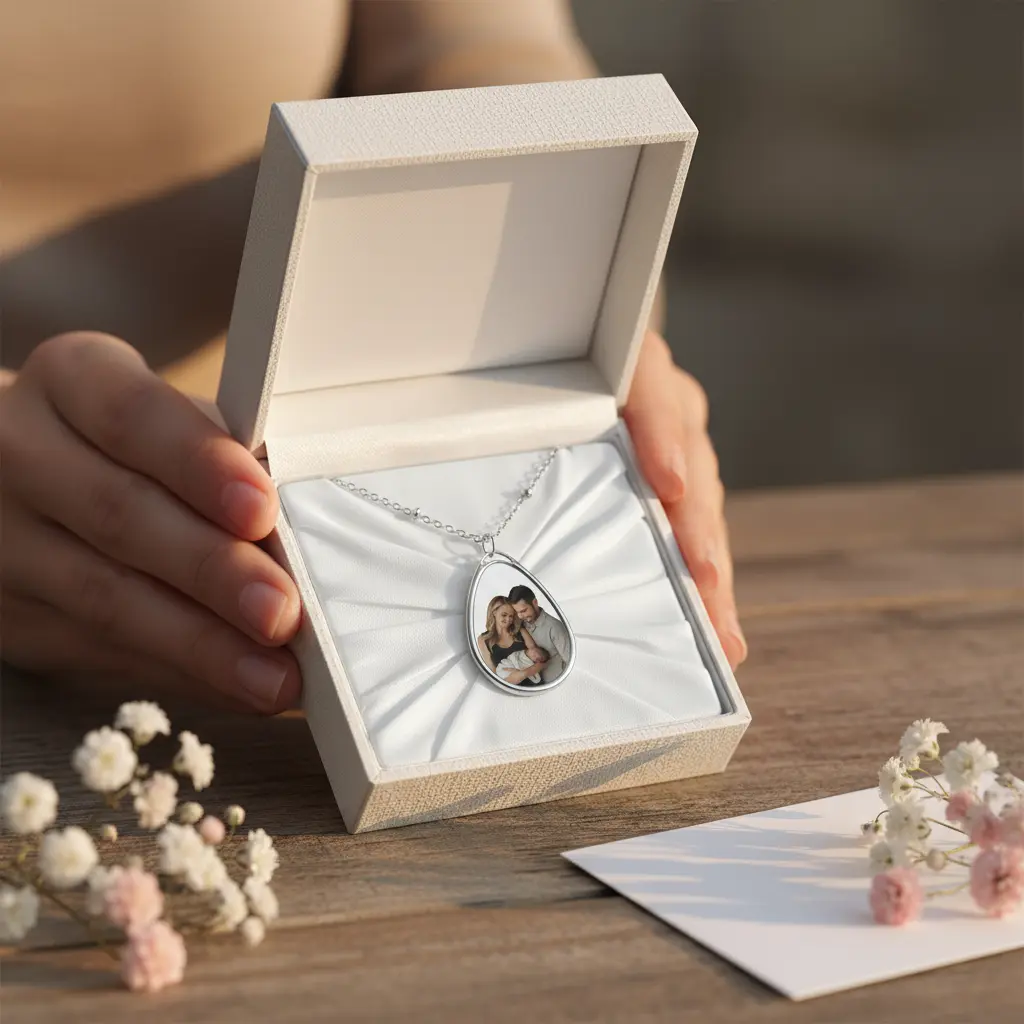 Photo Necklace Gift Silver