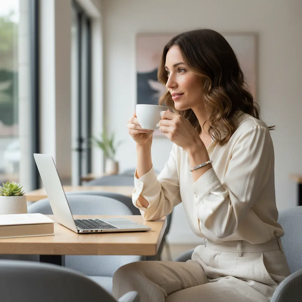 Angel Mom Natural Stone Stretch Bar Bracelet - Stitched For You Embroidery Co.